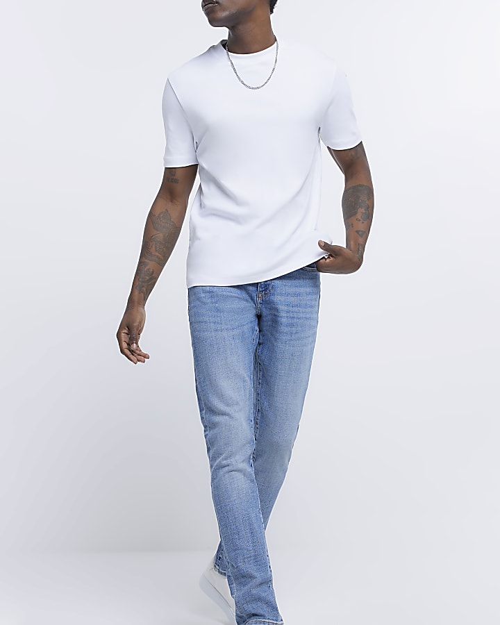 Light blue skinny fit faded jeans