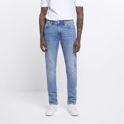 Light blue skinny fit faded jeans | River Island