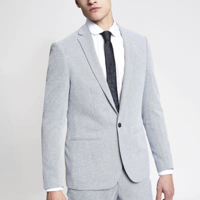 blue skinny suit