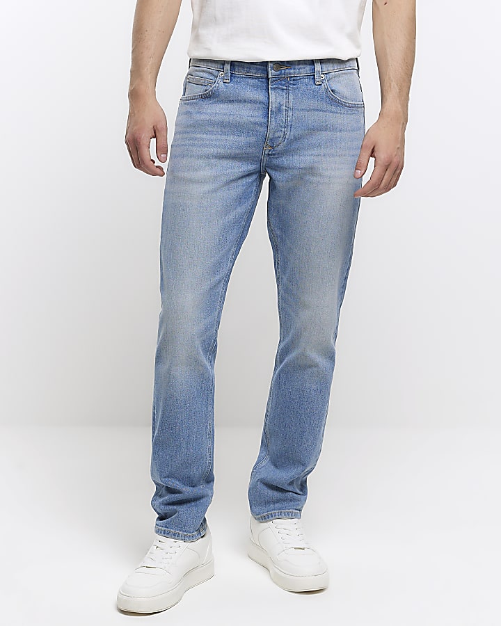 Light blue slim fit faded jeans | River Island