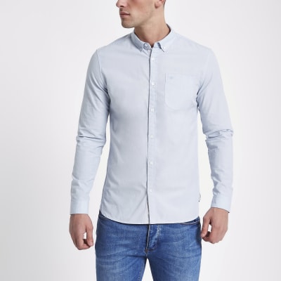 Light blue slim fit long sleeve shirt