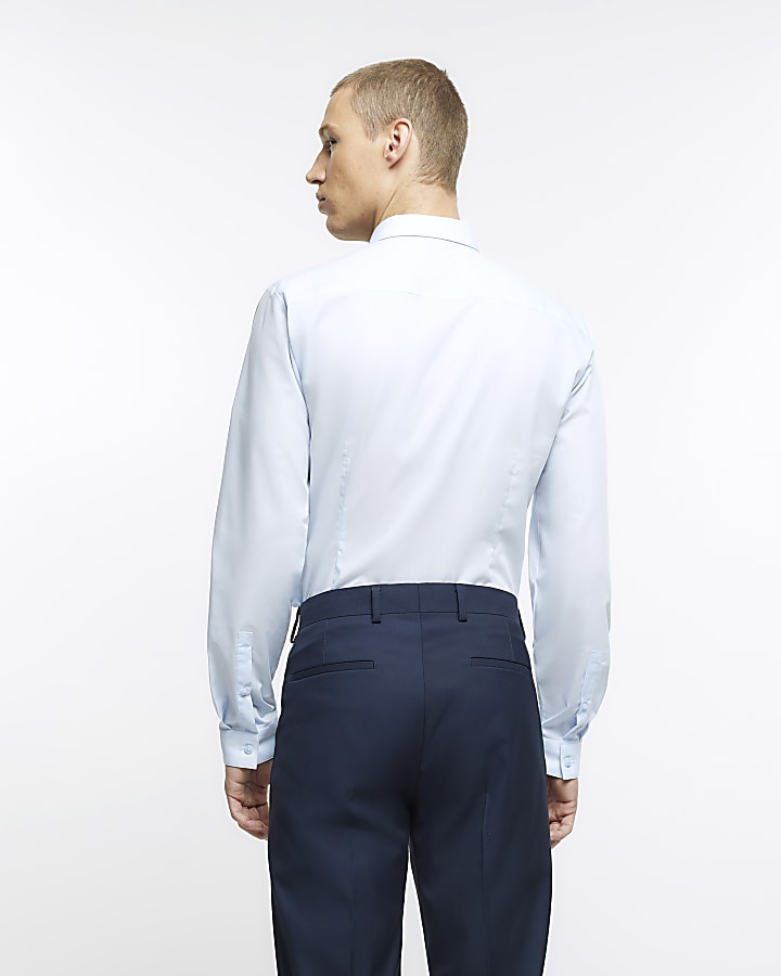 Light blue slim fit smart shirt