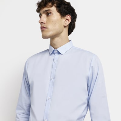 Light Blue Slim Fit Smart Shirt River Island