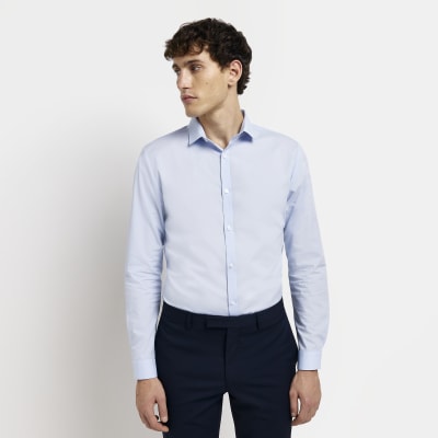 Light Blue Slim Fit Smart Shirt River Island