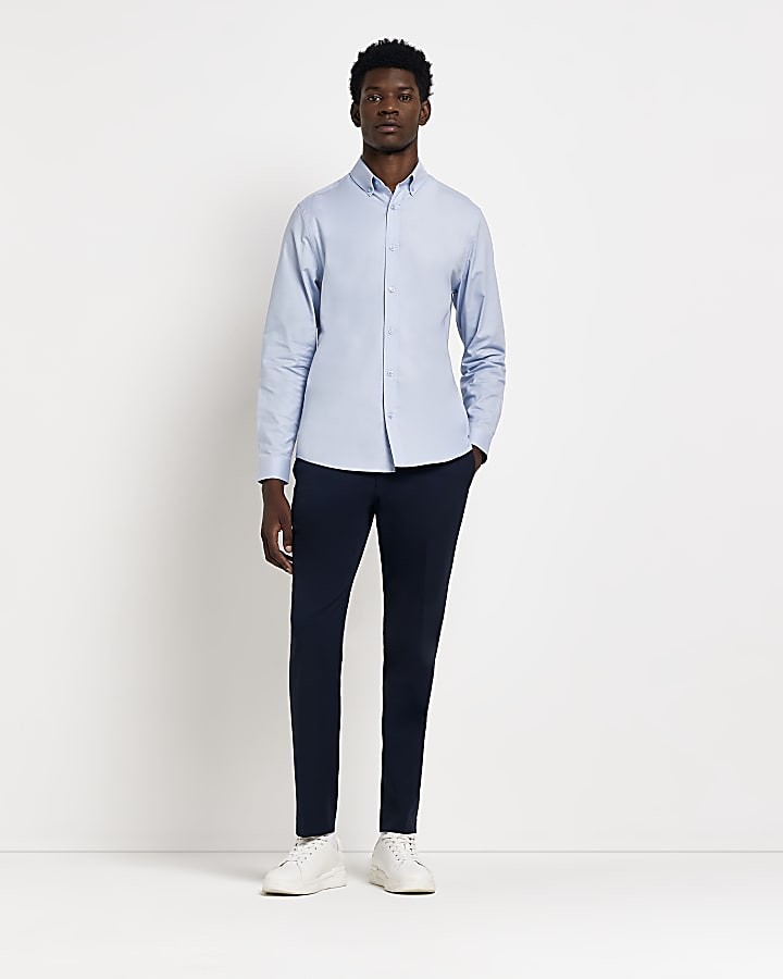 Light blue Slim fit Stretch Oxford shirt