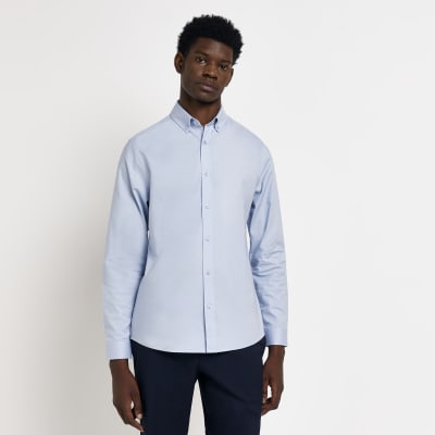 Sky Blue Slim Fit Cotton Oxford Shirt