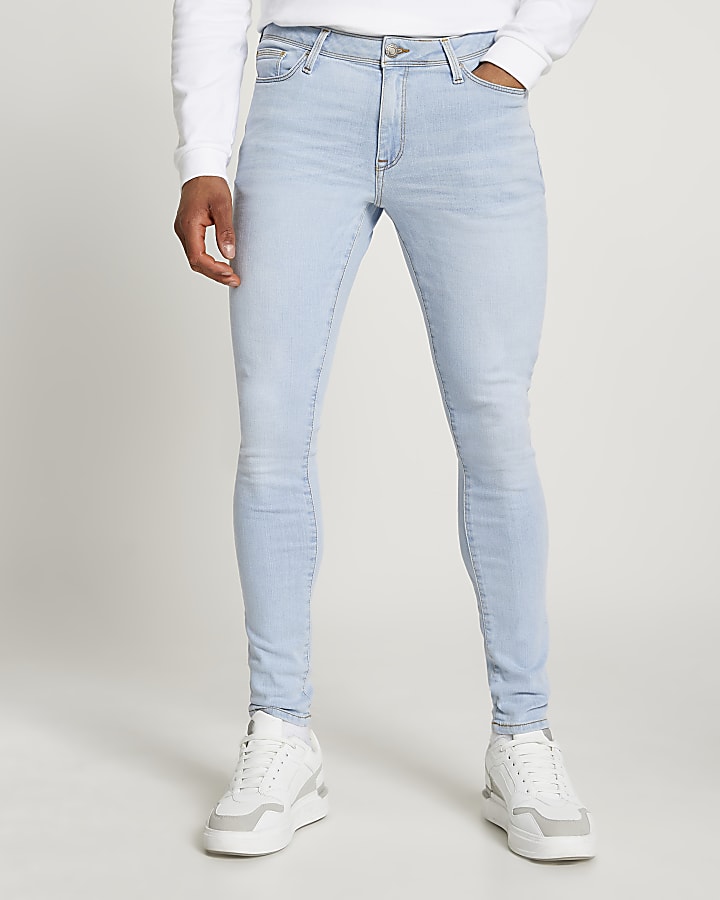 Light blue spray on skinny fit jeans
