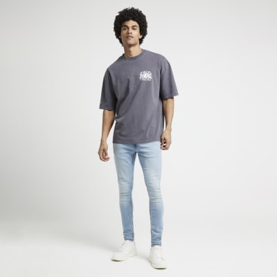 Light Blue Spray On Skinny Jeans River Island