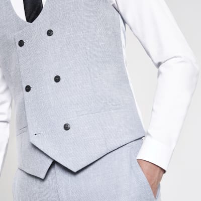 Light blue suit waistcoat River Island