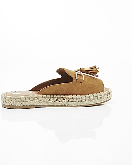 360 degree animation of product Light brown backless espadrille loafers frame-11
