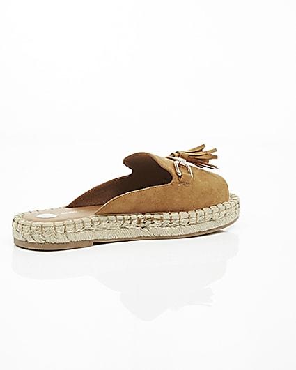 360 degree animation of product Light brown backless espadrille loafers frame-12