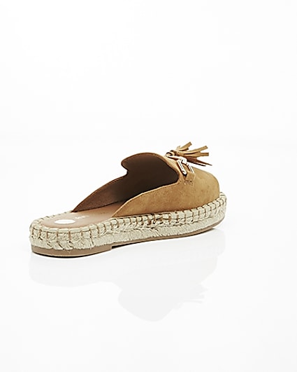 360 degree animation of product Light brown backless espadrille loafers frame-13