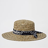 Light brown chunky weave straw hat