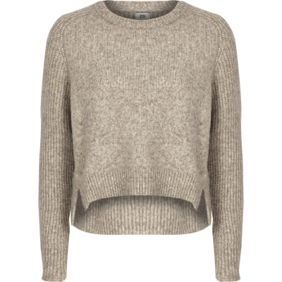 cropped crew neck jumper