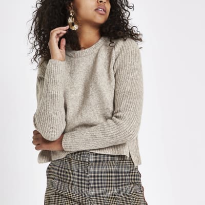 cropped crew neck jumper