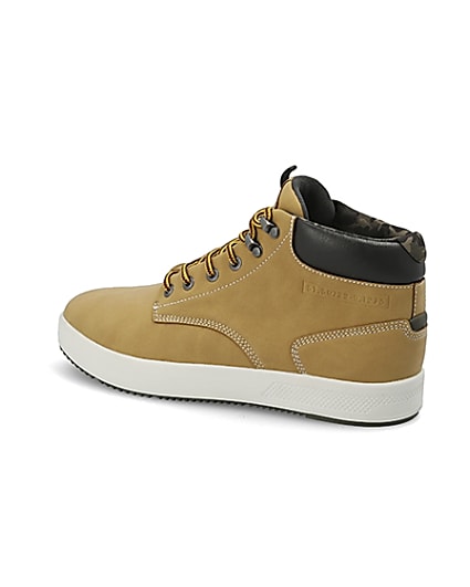 360 degree animation of product Light brown mid top trainers frame-5