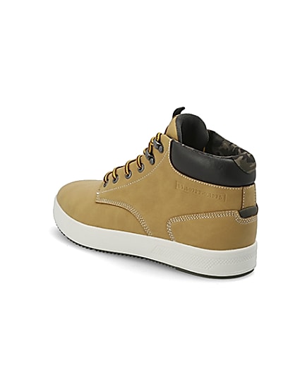 360 degree animation of product Light brown mid top trainers frame-6