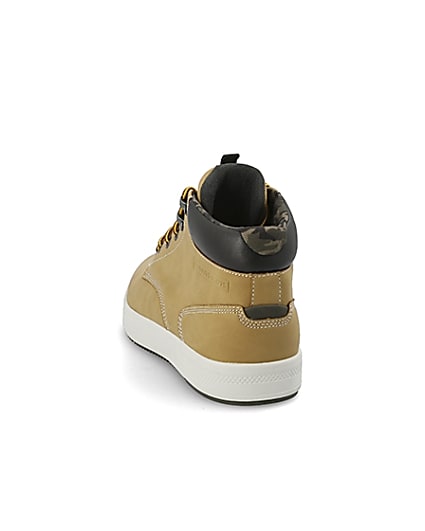 360 degree animation of product Light brown mid top trainers frame-8