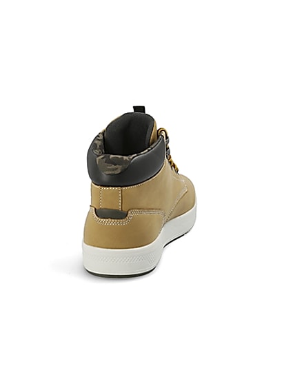 360 degree animation of product Light brown mid top trainers frame-10