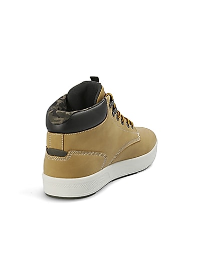 360 degree animation of product Light brown mid top trainers frame-11