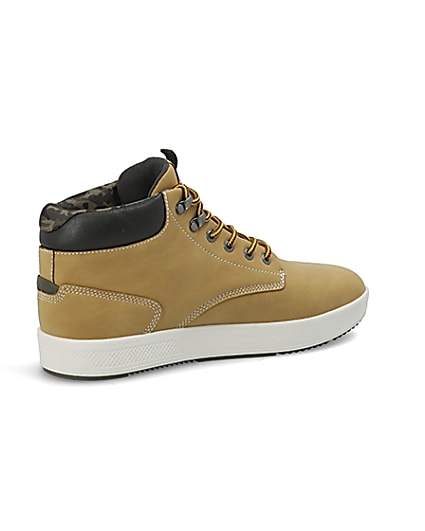 360 degree animation of product Light brown mid top trainers frame-13