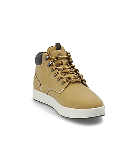 360 degree animation of product Light brown mid top trainers frame-19