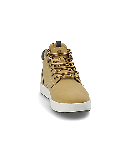 360 degree animation of product Light brown mid top trainers frame-20