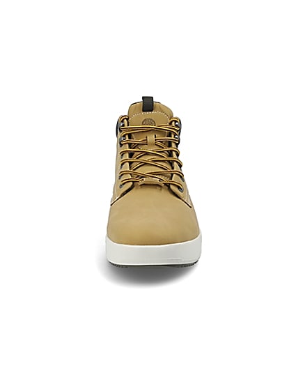 360 degree animation of product Light brown mid top trainers frame-21