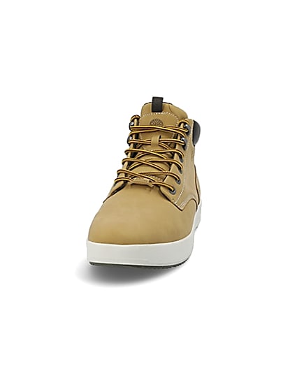 360 degree animation of product Light brown mid top trainers frame-22