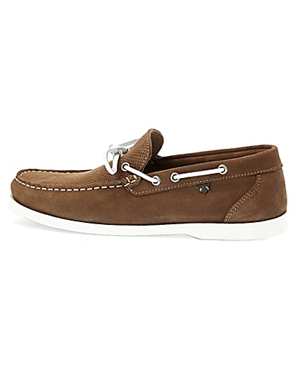 360 degree animation of product Light brown suede boat shoes frame-4