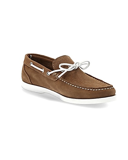 360 degree animation of product Light brown suede boat shoes frame-18