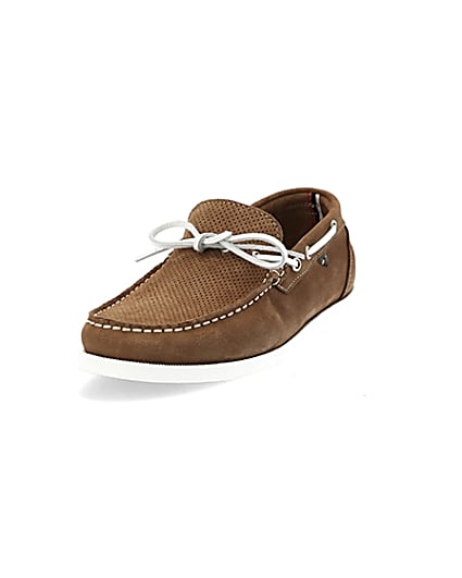 360 degree animation of product Light brown suede boat shoes frame-23
