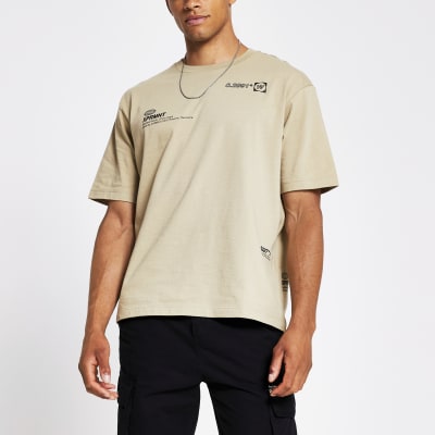 Light green printed boxy fit Tshirt River Island