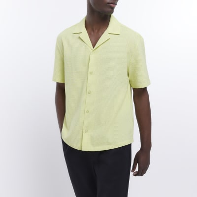 Light green regular fit seersucker shirt | River Island