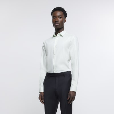 Light green slim fit smart shirt River Island