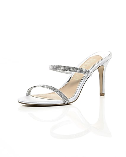 360 degree animation of product Light grey barely there slip on stiletto mule frame-0