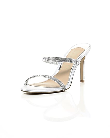 360 degree animation of product Light grey barely there slip on stiletto mule frame-1