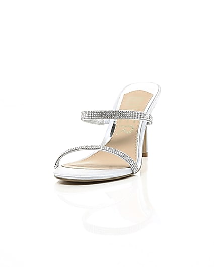 360 degree animation of product Light grey barely there slip on stiletto mule frame-2