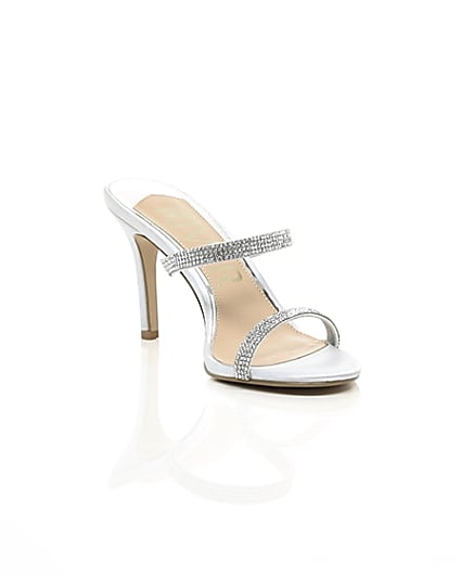 360 degree animation of product Light grey barely there slip on stiletto mule frame-6