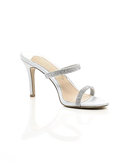 360 degree animation of product Light grey barely there slip on stiletto mule frame-7