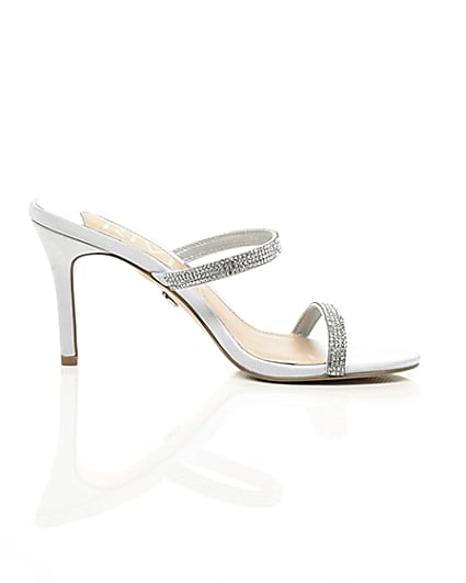360 degree animation of product Light grey barely there slip on stiletto mule frame-9