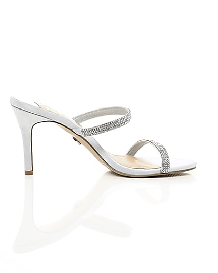 360 degree animation of product Light grey barely there slip on stiletto mule frame-10