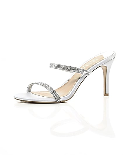 360 degree animation of product Light grey barely there slip on stiletto mule frame-23