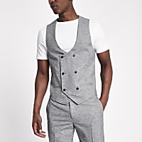 Light grey double breasted suit waistcoat