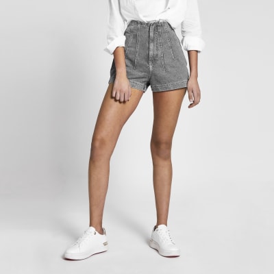 grey denim shorts