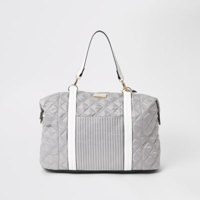 river island grey quilted bag