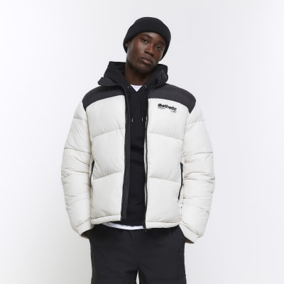 Light Grey regular fit puffer jacket | River Island