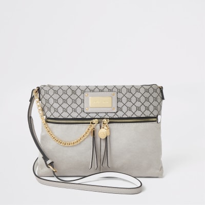 river island grey monogram bag