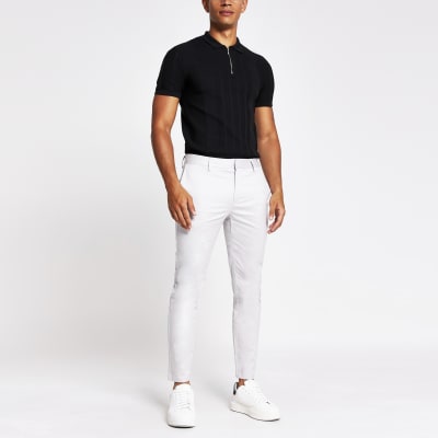 Light grey skinny chino trousers | River Island