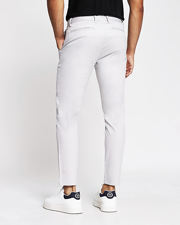 Light grey skinny fit chino trousers